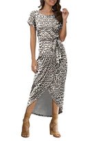 GRECERELLE Women’s Casual Loose Pocket Long Dress Short Sleeve Split Maxi Dresses
