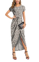 GRECERELLE Women’s Casual Loose Pocket Long Dress Short Sleeve Split Maxi Dresses