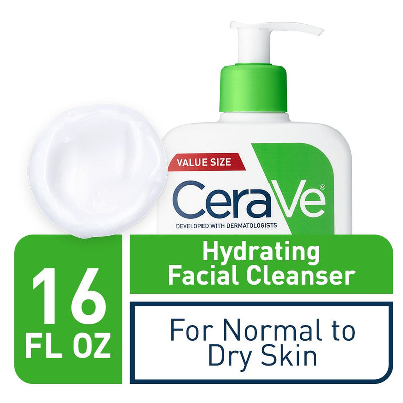 CeraVe Hydrating Facial Cleanser | Moisturizing Non-Foaming Face Wash with Hyaluronic Acid Ceramides and Glycerin | 16 Fluid Ounce