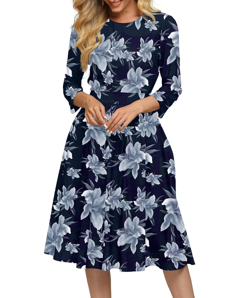 Women's Floral Vintage/ Elegant Midi Evening Dress Online