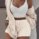 Plush Hooded Cardigan Set