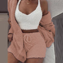 Plush Hooded Cardigan Set