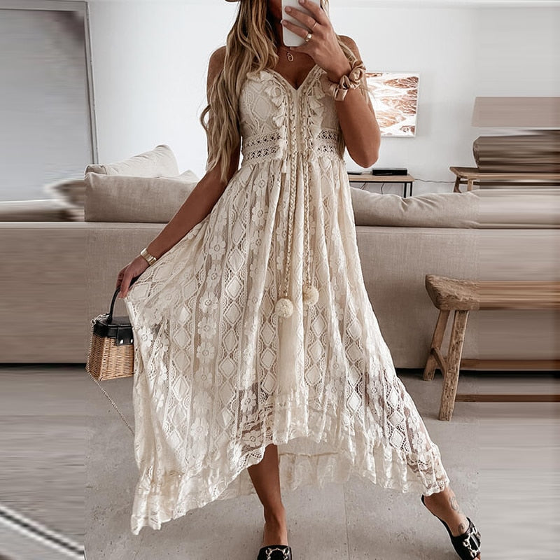 V Neck Spaghetti Strap Dress