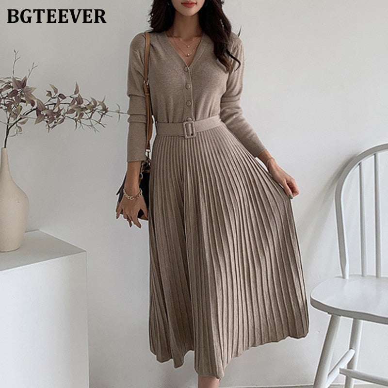 Elegant V-neck Soft Dress