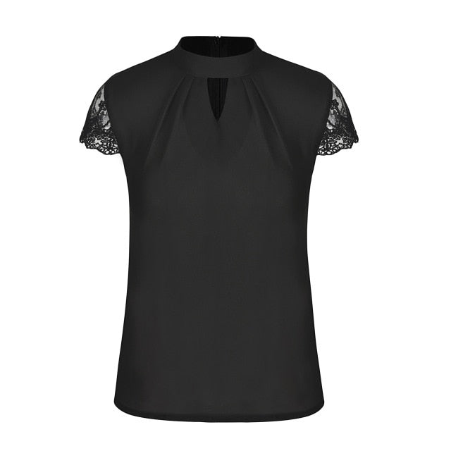 Sexy Lace Blouses Women 2019 Hollow Out Sexy Tops Femme Solid Casual Office Shirts Plus Size Blousas V Neck Streetwear Tees