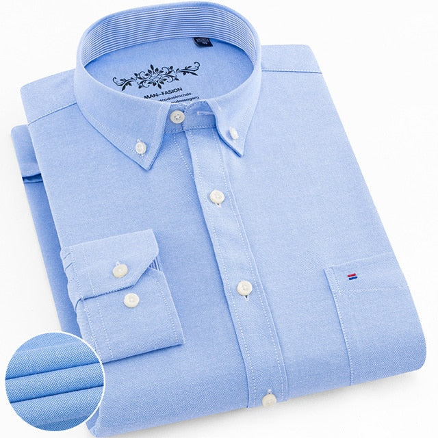 Casual Oxford Dress Shirt Single Patch