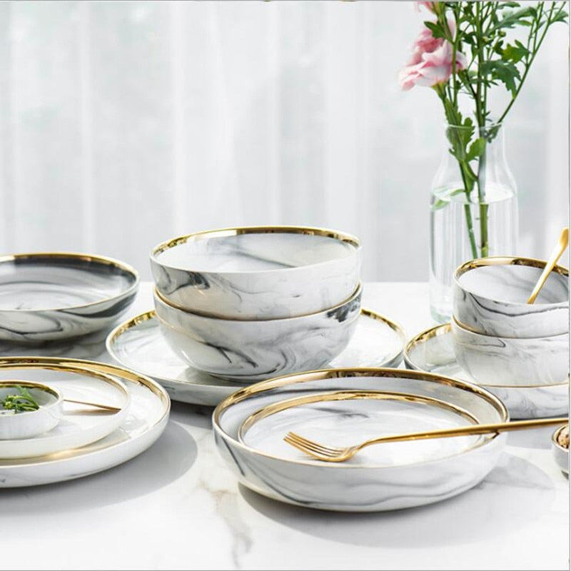 Buy Best Gold Marble Ceramic Tableware Set Online