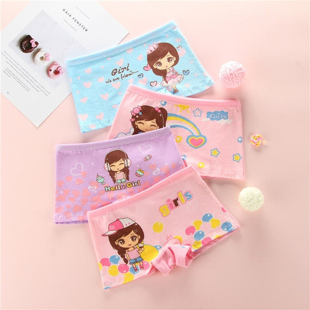 Girl’s Cotton Underwear for Children (4-Packs)