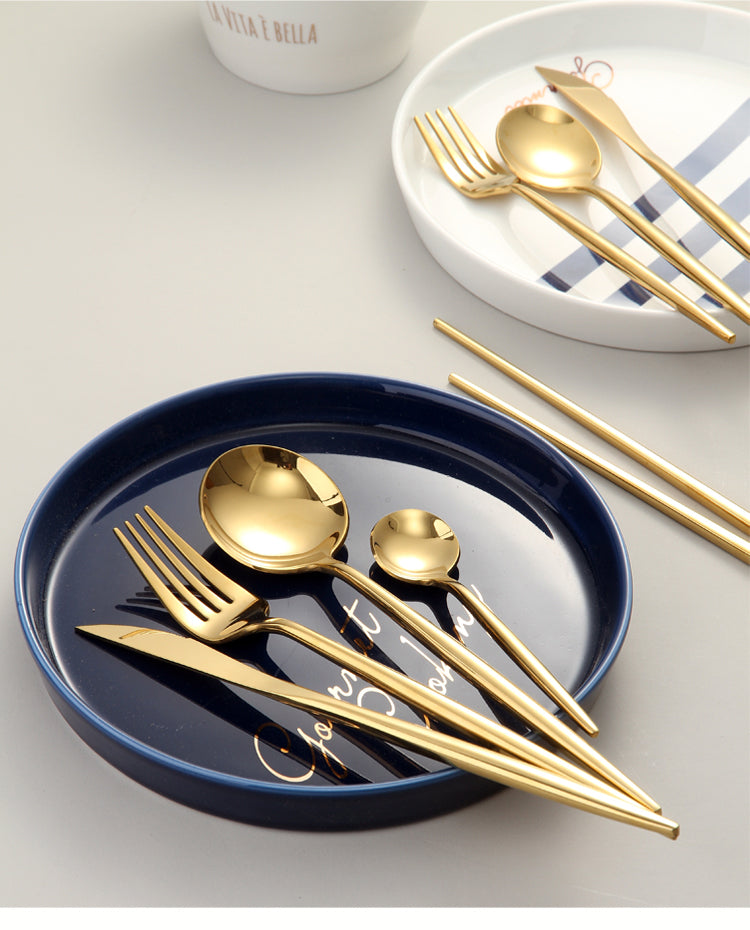 Mirror Gold Cutlery Set