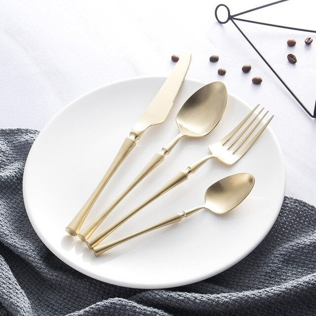 Black Gold Cutlery Set