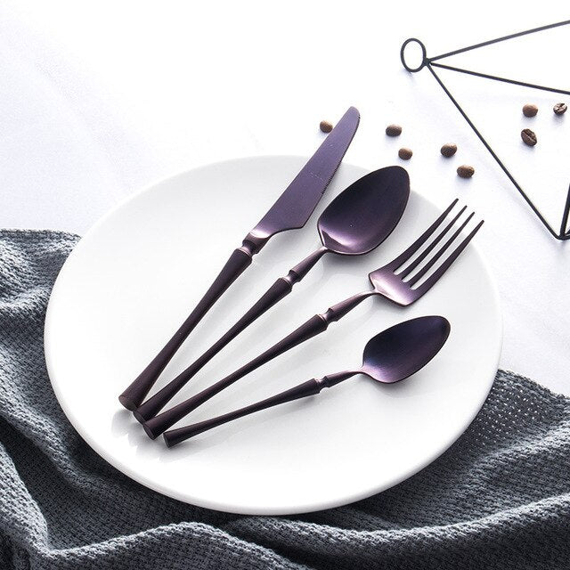 Black Gold Cutlery Set