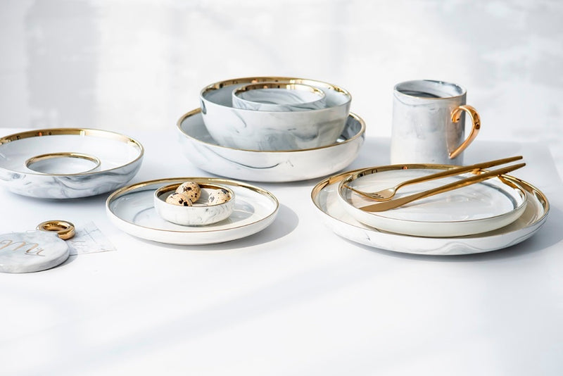 Gold Marble Ceramic Tableware Set