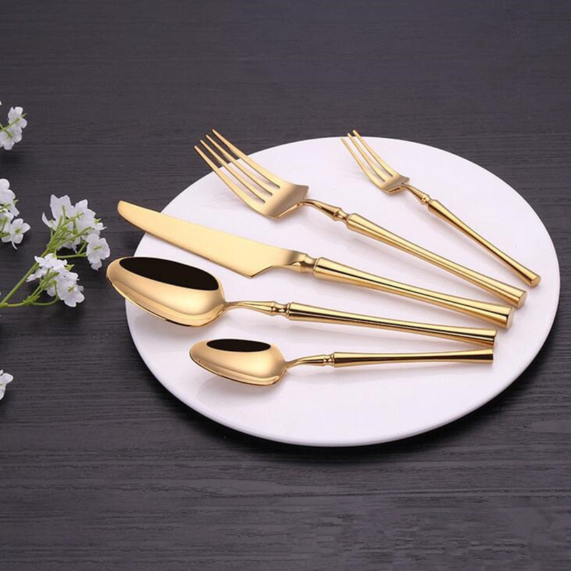 Mirror Gold Cutlery Set