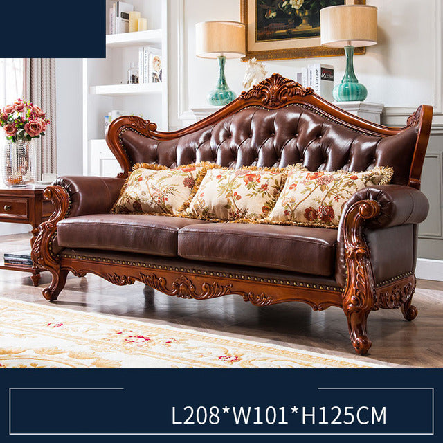 American Leather Art Carved Sofa