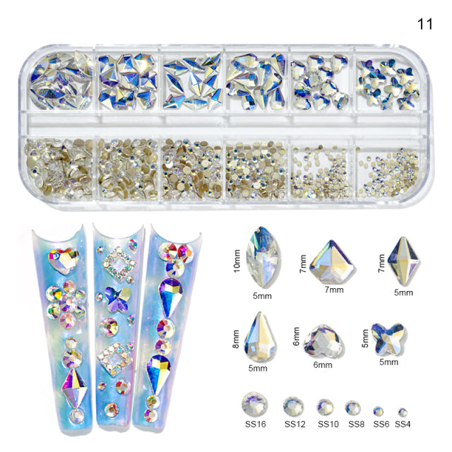 12Gird Multi Size Crystal Diamond Gems