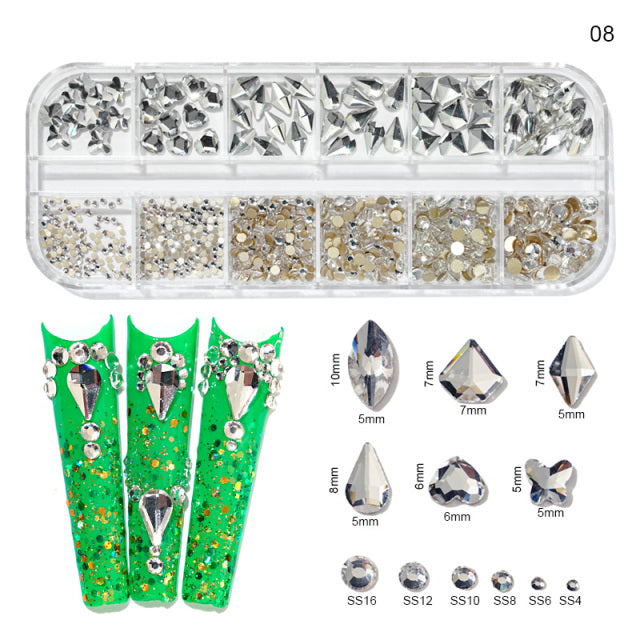 12Gird Multi Size Crystal Diamond Gems