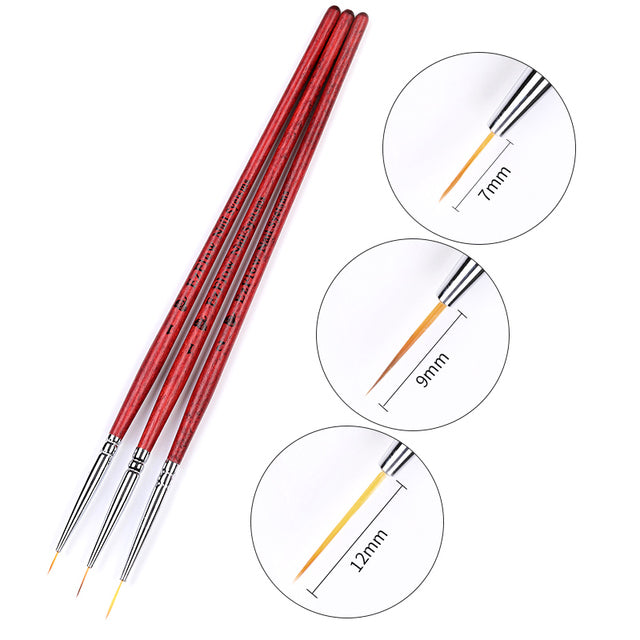 3Pcs Acrylic French Stripe Ultra-thin Line Drawing Pen